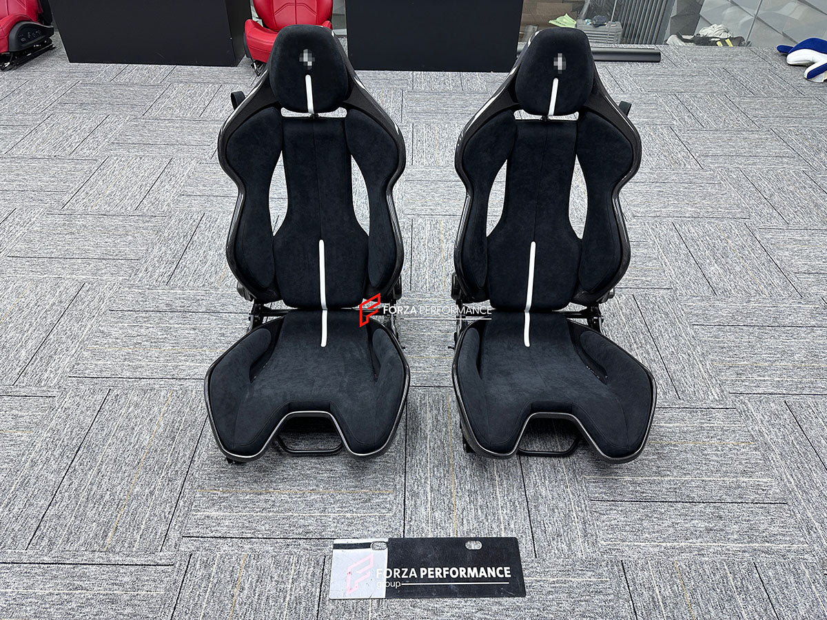 CARBON BUCKET SEATS LWCB for FERRARI
A single seat can be sold, purchasing a pair is not required.
All bucket seats photos on our website are real images of the actual product.
We produce custom carbon bucket seats for every Ferrari models. We offer fully customizable options.
Custom Options:
Cushion Inserts: Custom Design
Finishing Options: Alcantara, Leather, Cloth
Logo Options: Custom Logo by your request
Seats shell material: Dry Carbon
NOTE: Professional installation is required.