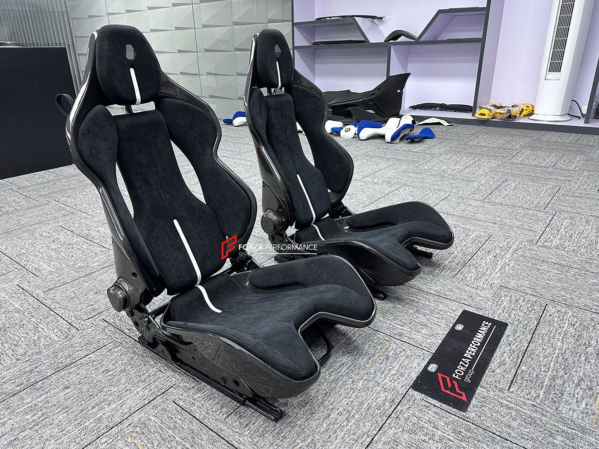 CARBON BUCKET SEATS LWCB for FERRARI
A single seat can be sold, purchasing a pair is not required.
All bucket seats photos on our website are real images of the actual product.
We produce custom carbon bucket seats for every Ferrari models. We offer fully customizable options.
Custom Options:
Cushion Inserts: Custom Design
Finishing Options: Alcantara, Leather, Cloth
Logo Options: Custom Logo by your request
Seats shell material: Dry Carbon
NOTE: Professional installation is required.