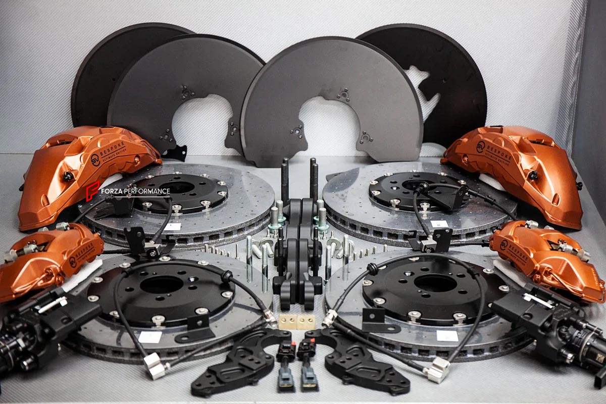 CARBON CERAMIC BIG BRAKE KIT for LAND ROVER RANGE ROVER SVAUTOBIOGRAPHY ULTIMATE EDETION L460 2020+
Forza Performance Group offers various types of big brake kits, all types of aftermarket brake calipers, as well as genuine original brands of all types, such as AP Racing, Brembo, Akebono, AMG, M Performance, Audi, Porsche, Lamborghini, Toyota TRD, etc.
Material: Carbon Ceramic
Current set includes:
2x Authentic Akebono 10 pot Front Brake Calipers
2x Authentic Brembo 4 pot Rear Brake Calipers
2x Authenti
