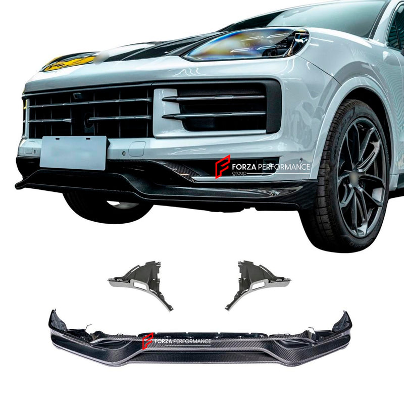 CARBON FIBER FRONT LIP WITH SIDE CORNERS for PORSCHE CAYENNE E3 9Y 2023+