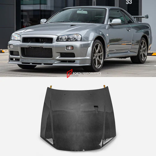 CARBON FIBER HOOD BONNET for NISSAN SKYLINE GTR R34 1999 - 2002