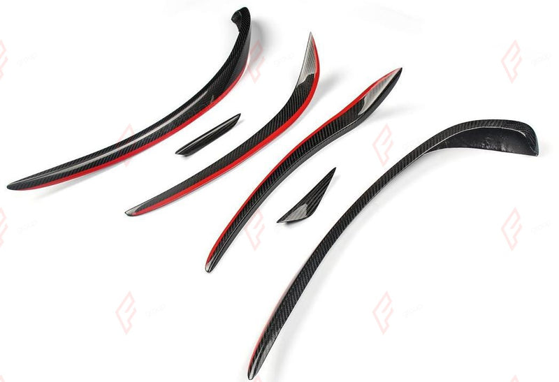 CARBON FRONT CANARDS WITH RED LINE for MERCEDES BENZ CLA W117 2013 - 2019