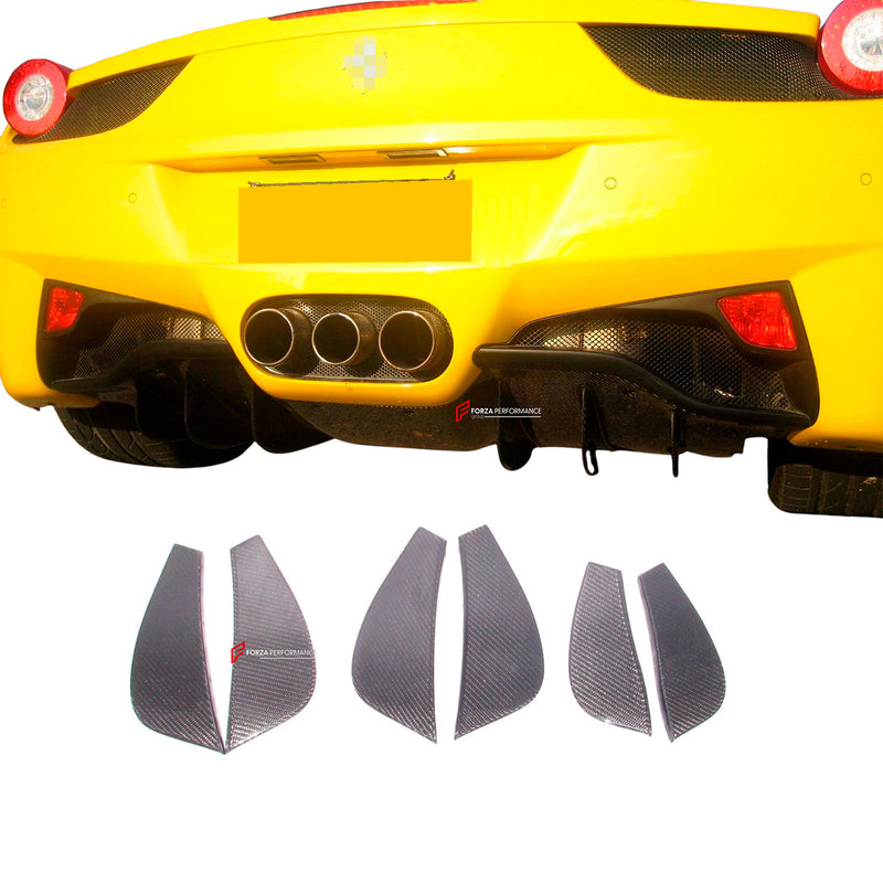 CARBON REAR DIFFUSER FINS for FERRARI 458 ITALIA SPIDER 2009 - 2015