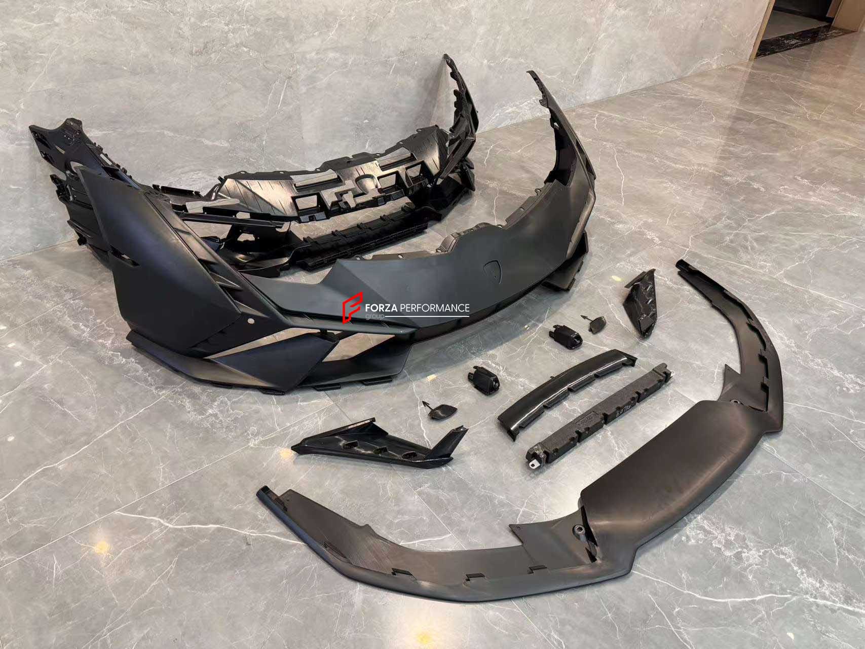 CONVERSION FRONT BUMPER WITH HEADLIGHTS FOR LAMBORGHINI HURACAN LP580 LP610 2015+ UPGRADE TO TECNICA