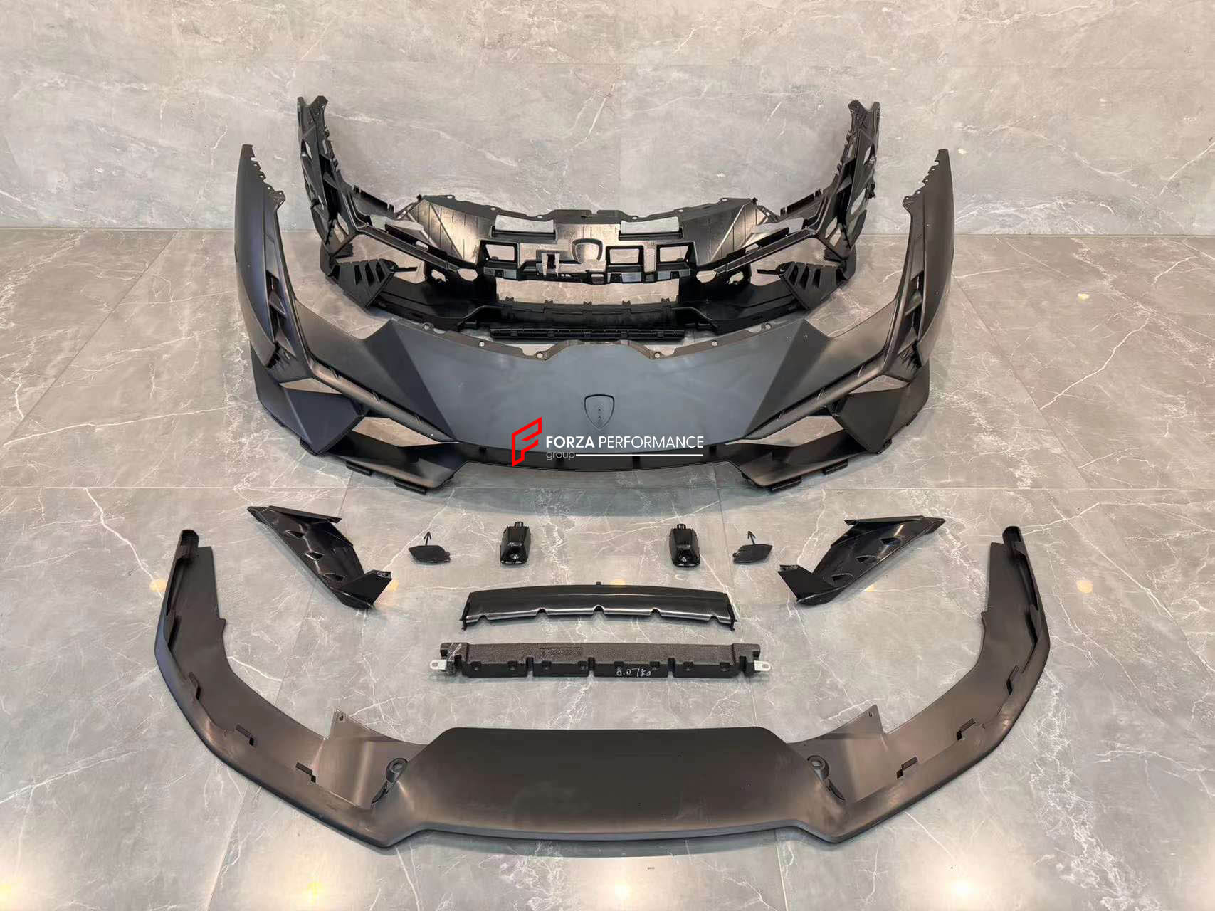 CONVERSION FRONT BUMPER WITH HEADLIGHTS FOR LAMBORGHINI HURACAN LP580 LP610 2015+ UPGRADE TO TECNICA