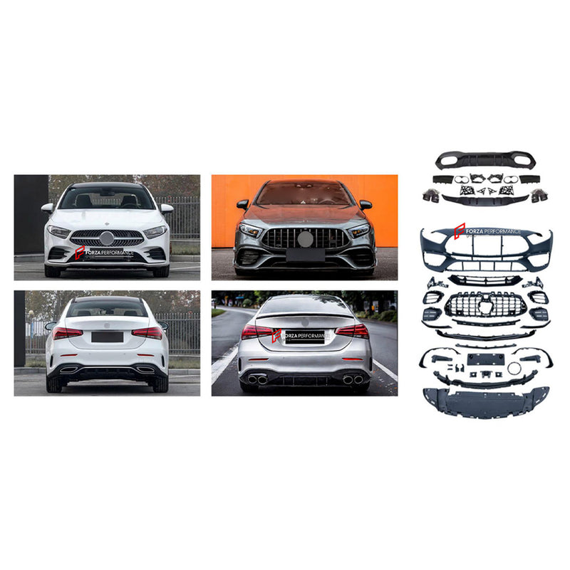 CONVERSION BODY KIT for MERCEDES-BENZ A-CLASS W177 SEDAN SPORT 2018 - 2022 UPGRADE to A-CLASS AMG W177 A45S 2019 - 2022
