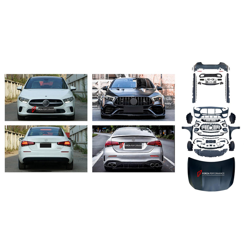 CONVERSION BODY KIT for MERCEDES-BENZ A-CLASS W177 SEDAN 2018 - 2022 UPGRADE to A-CLASS AMG W177 A45S 2019 - 2022