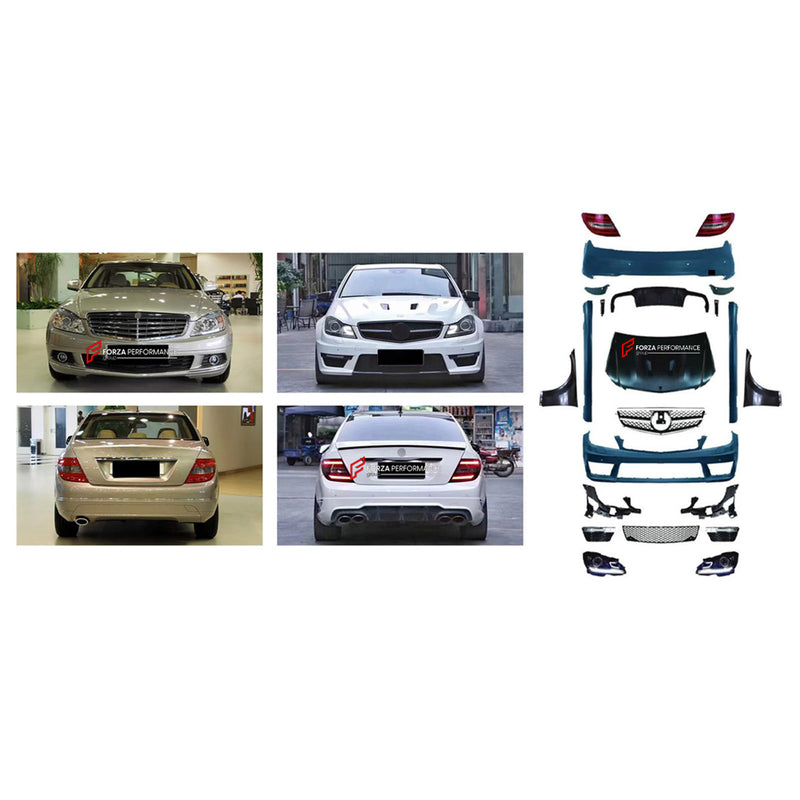 CONVERSION BODY KIT for MERCEDES-BENZ C-CLASS W204 2007 - 2011 UPGRADE to C-CLASS AMG W204 FACELIFT C63 2011 - 2015