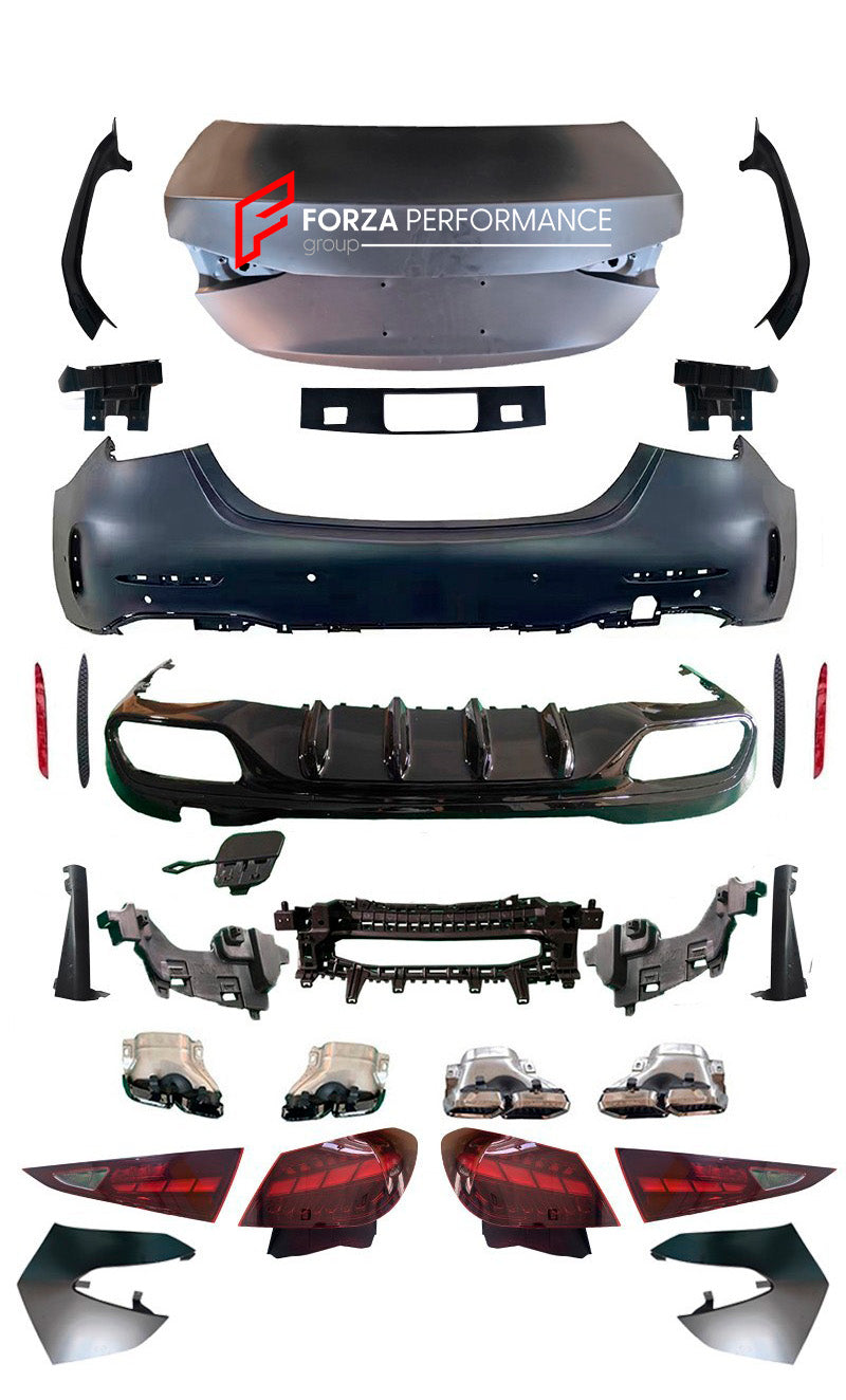 CONVERSION BODY KIT for MERCEDES BENZ C-CLASS W205 2015 - 2021 UPGRADE to W206 C63 AMG 2022+ FACELIFT
Set includes:
Front Bumper Assembly
Head Lights
Front Grille
Hood Bonnet
Front Fenders
Rear Trunk
Tail Lights
Exhaust Tips
Rear Bumper Assembly
Material: Plastic
NOTE: Professional installation is required.