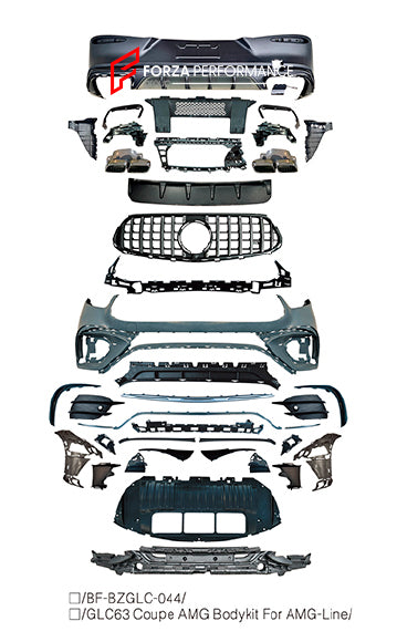 CONVERSION BODY KIT for MERCEDES BENZ GLC COUPE CLASS C254 UPGRADE to AMG C254 GLC63 2023+
Set includes:
Front Bumper
Front Grille
Rear Bumper
Rear Diffuser
Exhaust Tips
Material: Plastic
Note: Professional installation is required.
* Each part of this kit can be sent separately. Please contact us if you need a specific part.
Payment ►
Visa
Mastercard
PayPal with a credit card (add 4.4% at checkout)
Payoneer
Cryptocurrency
Shipment ►
By express DHL/UPS/TNT/FedEx
To the local international airport