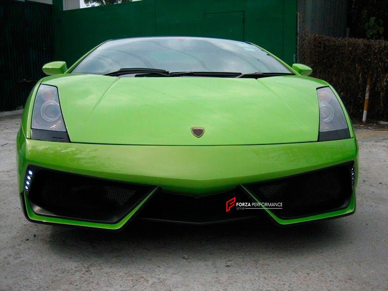 CONVERSION CARBON FRONT BUMPER WITH LED LIGHTS COVER for LAMBORGHINI GALLARDO 2003 - 2008 COUPE SPYDER upgrade to LP570