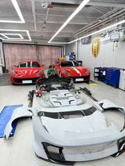CONVERSION DRY CARBON BODY KIT for FERRARI 812 SUPERFAST upgrade to 812 COMPETIZIONE
Set includes:
Front Bumper
Hood / Bonnet
Front Fenders
Side Skirts
Rear Bumper
Rear Spoiler
Rear Trunk Cover
Rear Diffuser
Material: Dry Carbon Fiber