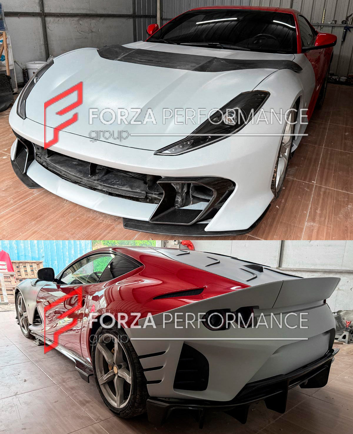 CONVERSION DRY CARBON BODY KIT for FERRARI 812 SUPERFAST upgrade to 812 COMPETIZIONE
Set includes:
Front Bumper
Hood / Bonnet
Front Fenders
Side Skirts
Rear Bumper
Rear Spoiler
Rear Trunk Cover
Rear Diffuser
Material: Dry Carbon Fiber