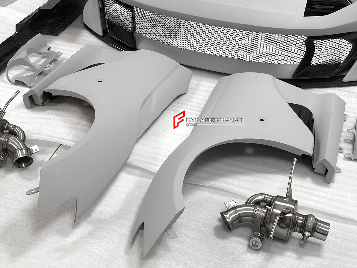 CONVERSION DRY CARBON BODY KIT for FERRARI 812 SUPERFAST upgrade to 812 COMPETIZIONE
Set includes:
Front Bumper
Hood / Bonnet
Front Fenders
Side Skirts
Rear Bumper
Rear Spoiler
Rear Trunk Cover
Rear Diffuser
Material: Dry Carbon Fiber