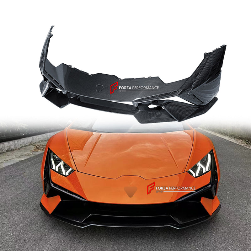 CONVERSION DRY CARBON FRONT BUMPER for LAMBORGHINI HURACAN LP580 LP610 2014 - 2019 UPGRADE to HURACAN TECNICA 2022 - 2024