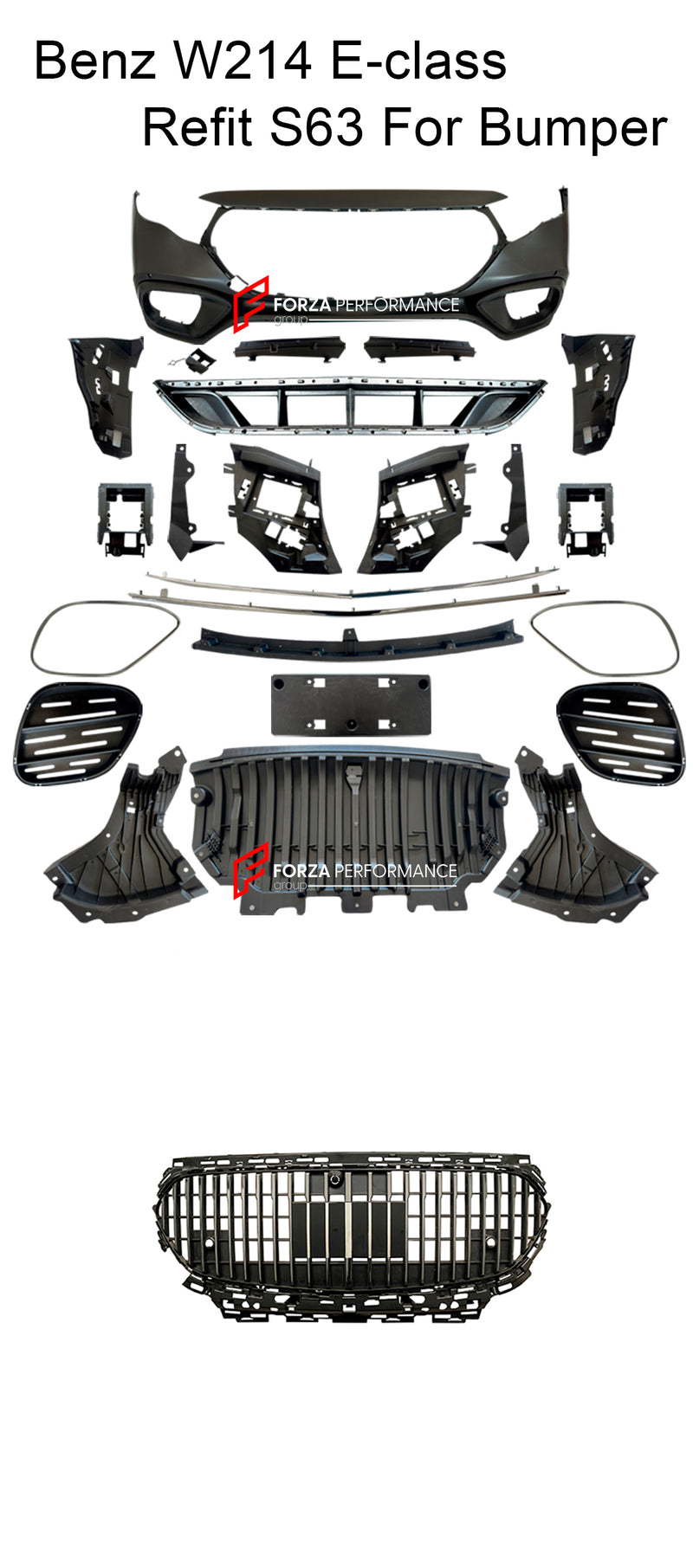 CONVERSION FRONT BUMPER and GRILLE for MERCEDES BENZ E CLASS W214 2023+ UPGRADE to S CLASS AMG W223 S63