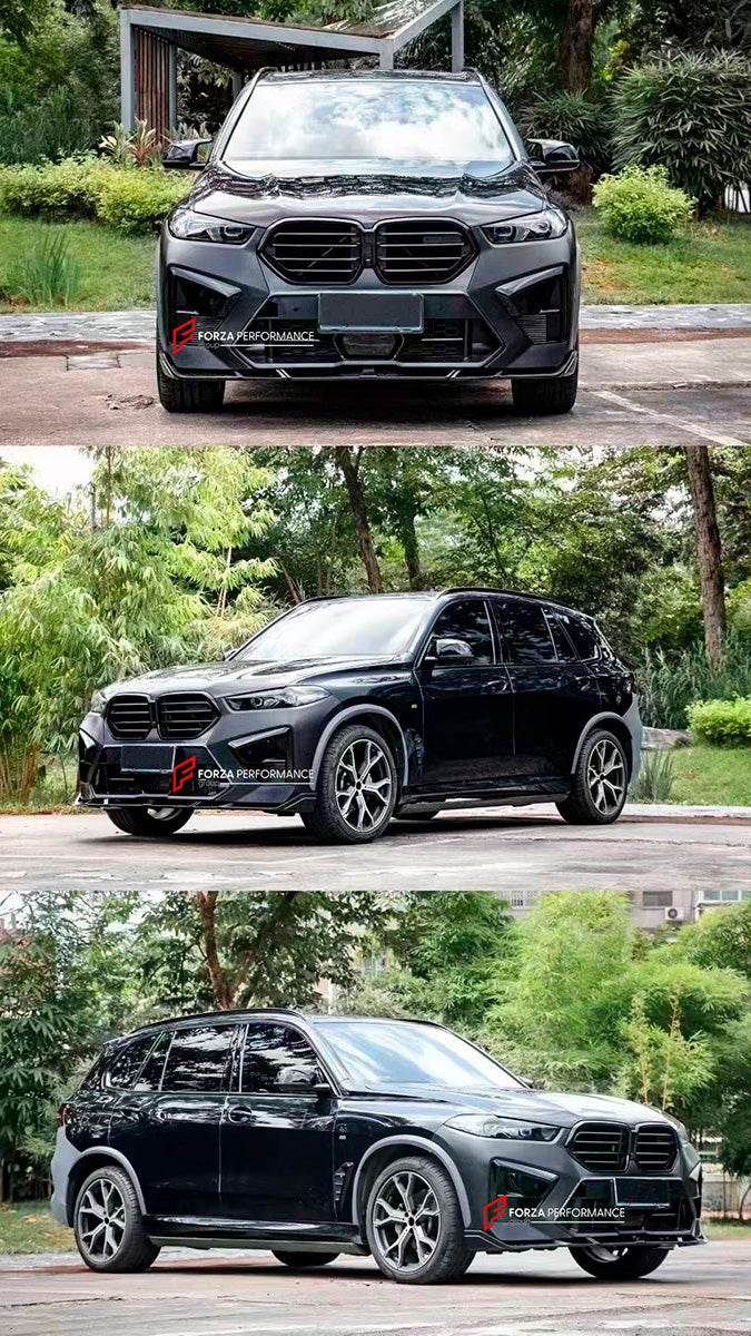CONVERSION UPGRADE BODY KIT for BMW X5 G05 LCI 2023+ UPGRADE to X5M F95 LCI FACELIFT
Set includes:
Front Bumper Assembly
Front Grille
Side Skirts
Fender Flares
Rear Bumper Assembly
Rear Diffuser
Exhaust Tips
Material: Plastic
Note: Professional installation is required.