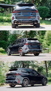CONVERSION UPGRADE BODY KIT for BMW X5 G05 LCI 2023+ UPGRADE to X5M F95 LCI FACELIFT
Set includes:
Front Bumper Assembly
Front Grille
Side Skirts
Fender Flares
Rear Bumper Assembly
Rear Diffuser
Exhaust Tips
Material: Plastic
Note: Professional installation is required.