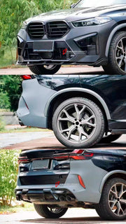 CONVERSION UPGRADE BODY KIT for BMW X5 G05 LCI 2023+ UPGRADE to X5M F95 LCI FACELIFT
Set includes:
Front Bumper Assembly
Front Grille
Side Skirts
Fender Flares
Rear Bumper Assembly
Rear Diffuser
Exhaust Tips
Material: Plastic
Note: Professional installation is required.