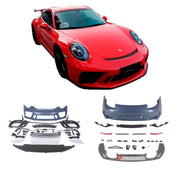 CONVERSION UPGRADE BODY KIT for PORSCHE 911 CARRERA 991.1 2011 - 2017 to 991.2 GT3
Set includes:
Front Bumper Assembly 
Rear Bumper Assembly
Rear Diffuser
Material: Plastic
NOTE: Professional installation is required. Factory LED DRL must be reused
CONTACT US FOR PRICING