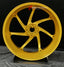 We manufacture premium quality forged motorcycle wheels rims for DUCATI HYPERMOTARD 698 MONO 950 950 RVE 950 SP in any design, size, color.
Wheel sizes (motorcycle spec):
Front: 3.5 x 17
Rear: 5.5 x 17
Weight:
Front: 3.8 kg (6.61 lbs)
Rear: 4.15 kg (8.82 lbs)
Finishing: Satin Gold
Forza Performance Group engineers and manufactures each forged motorcycle wheel individually per order. This ensures precise fitment, uncompromised strength, and unique styling. Whether for racing, touring, or daily use