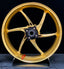We manufacture premium quality forged motorcycle wheels rims for KAWASAKI ZX6R in any design, size, color.
Wheel sizes (motorcycle spec):
Front: 3.5 x 17
Rear: 5.5 x 17
Weight:
Front: 3.8 kg (8.38 lbs)
Rear: 4.85 kg (10.69 lbs)
Finishing: Gloss Gold
Forza Performance Group engineers and manufactures each forged motorcycle wheel individually per order. This ensures precise fitment, uncompromised strength, and unique styling. Whether for racing, touring, or daily use — our wheels are built for both p