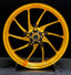 We manufacture premium quality forged motorcycle wheels rims for KAWASAKI ZX4R ZX4RSE in any design, size, color.
Wheel sizes (motorcycle spec):
Front: 3.5 x 17
Rear: 4.5 x 17
Weight:
Front: 5.05 kg (11.13 lbs)
Rear: 5.05 kg (11.13 lbs)
Finishing: Satin Gold
Forza Performance Group engineers and manufactures each forged motorcycle wheel individually per order. This ensures precise fitment, uncompromised strength, and unique styling. Whether for racing, touring, or daily use — our wheels are built f