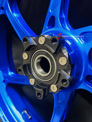 We manufacture premium quality forged motorcycle wheels rims for KAWASAKI ZX6R in any design, size, color.
Wheel sizes (motorcycle spec):
Front: 3.5 x 17
Rear: 5.5 x 17
Weight:
Front: 3.85 kg (8.48 lbs)
Rear: 4.95 kg (10.91 lbs)
Finishing: Gloss Blue
Forza Performance Group engineers and manufactures each forged motorcycle wheel individually per order. This ensures precise fitment, uncompromised strength, and unique styling. Whether for racing, touring, or daily use — our wheels are built for both