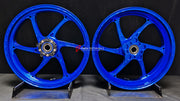 We manufacture premium quality forged motorcycle wheels rims for KAWASAKI ZX6R in any design, size, color.
Wheel sizes (motorcycle spec):
Front: 3.5 x 17
Rear: 5.5 x 17
Weight:
Front: 3.85 kg (8.48 lbs)
Rear: 4.95 kg (10.91 lbs)
Finishing: Gloss Blue
Forza Performance Group engineers and manufactures each forged motorcycle wheel individually per order. This ensures precise fitment, uncompromised strength, and unique styling. Whether for racing, touring, or daily use — our wheels are built for both