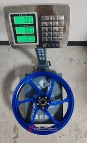 We manufacture premium quality forged motorcycle wheels rims for KAWASAKI ZX6R in any design, size, color.
Wheel sizes (motorcycle spec):
Front: 3.5 x 17
Rear: 5.5 x 17
Weight:
Front: 3.85 kg (8.48 lbs)
Rear: 4.95 kg (10.91 lbs)
Finishing: Gloss Blue
Forza Performance Group engineers and manufactures each forged motorcycle wheel individually per order. This ensures precise fitment, uncompromised strength, and unique styling. Whether for racing, touring, or daily use — our wheels are built for both