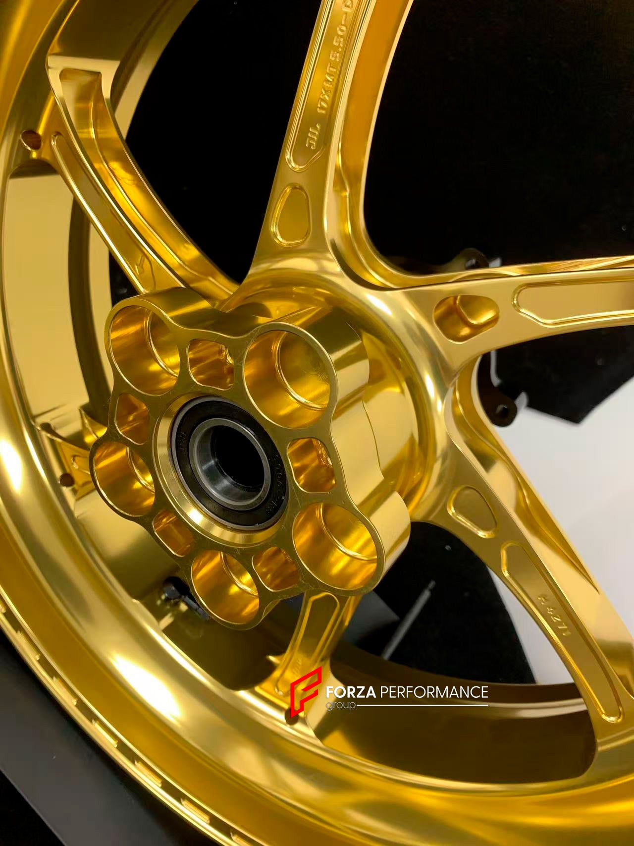 We manufacture premium quality forged motorcycle wheels rims for KTM 790 890 in any design, size, color.
Wheel sizes (motorcycle spec):
Front: 3.5 x 17
Rear: 5.5 x 17
Weight:
Front: 3.25 kg (7.16 lbs)
Rear: 4.65 kg (10.25 lbs)
Finishing: Gloss Gold
Forza Performance Group engineers and manufactures each forged motorcycle wheel individually per order. This ensures precise fitment, uncompromised strength, and unique styling. Whether for racing, touring, or daily use — our wheels are built for both pe