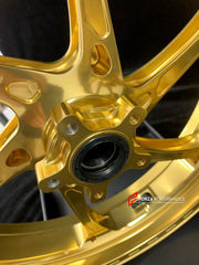We manufacture premium quality forged motorcycle wheels rims for KTM 790 890 in any design, size, color.
Wheel sizes (motorcycle spec):
Front: 3.5 x 17
Rear: 5.5 x 17
Weight:
Front: 3.25 kg (7.16 lbs)
Rear: 4.65 kg (10.25 lbs)
Finishing: Gloss Gold
Forza Performance Group engineers and manufactures each forged motorcycle wheel individually per order. This ensures precise fitment, uncompromised strength, and unique styling. Whether for racing, touring, or daily use — our wheels are built for both pe