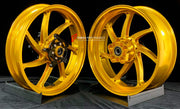 We manufacture premium quality forged motorcycle wheels rims for KAWASAKI NINJA Z900 SE Z900RS in any design, size, color.
Wheel sizes (motorcycle spec):
Front: 3.5 x 17
Rear: 5.5 x 17
Weight:
Front: 4.3 kg (9.48 lbs)
Rear: 4.8 kg (10.58 lbs)
Finishing: Gloss Gold
Forza Performance Group engineers and manufactures each forged motorcycle wheel individually per order. This ensures precise fitment, uncompromised strength, and unique styling. Whether for racing, touring, or daily use — our wheels are b
