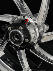 We manufacture premium quality forged motorcycle wheels rims for KAWASAKI ZX4R ZX4RSE in any design, size, color.
Wheel sizes (motorcycle spec):
Front: 3.5 x 17
Rear: 4.5 x 17
Weight:
Front: 4.7 kg (10.36 lbs)
Rear: 4.85 kg (10.69 lbs)
Finishing: Gloss Silver
Forza Performance Group engineers and manufactures each forged motorcycle wheel individually per order. This ensures precise fitment, uncompromised strength, and unique styling. Whether for racing, touring, or daily use — our wheels are built