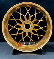 We manufacture premium quality forged motorcycle wheels rims for MV AGUSTA in any design, size, color.
Wheel sizes (motorcycle spec):
Front: 3.5 x 17
Rear: 5.5 x 17
Weight:
Front: 4.15 kg (9.15 lbs)
Rear: 4.85 kg (10.69 lbs)
Finishing: Satin Gold
Forza Performance Group engineers and manufactures each forged motorcycle wheel individually per order. This ensures precise fitment, uncompromised strength, and unique styling. Whether for racing, touring, or daily use — our wheels are built for both perf