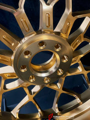 We manufacture premium quality forged motorcycle wheels rims for MV AGUSTA in any design, size, color.
Wheel sizes (motorcycle spec):
Front: 3.5 x 17
Rear: 5.5 x 17
Weight:
Front: 4.15 kg (9.15 lbs)
Rear: 4.85 kg (10.69 lbs)
Finishing: Satin Gold
Forza Performance Group engineers and manufactures each forged motorcycle wheel individually per order. This ensures precise fitment, uncompromised strength, and unique styling. Whether for racing, touring, or daily use — our wheels are built for both perf