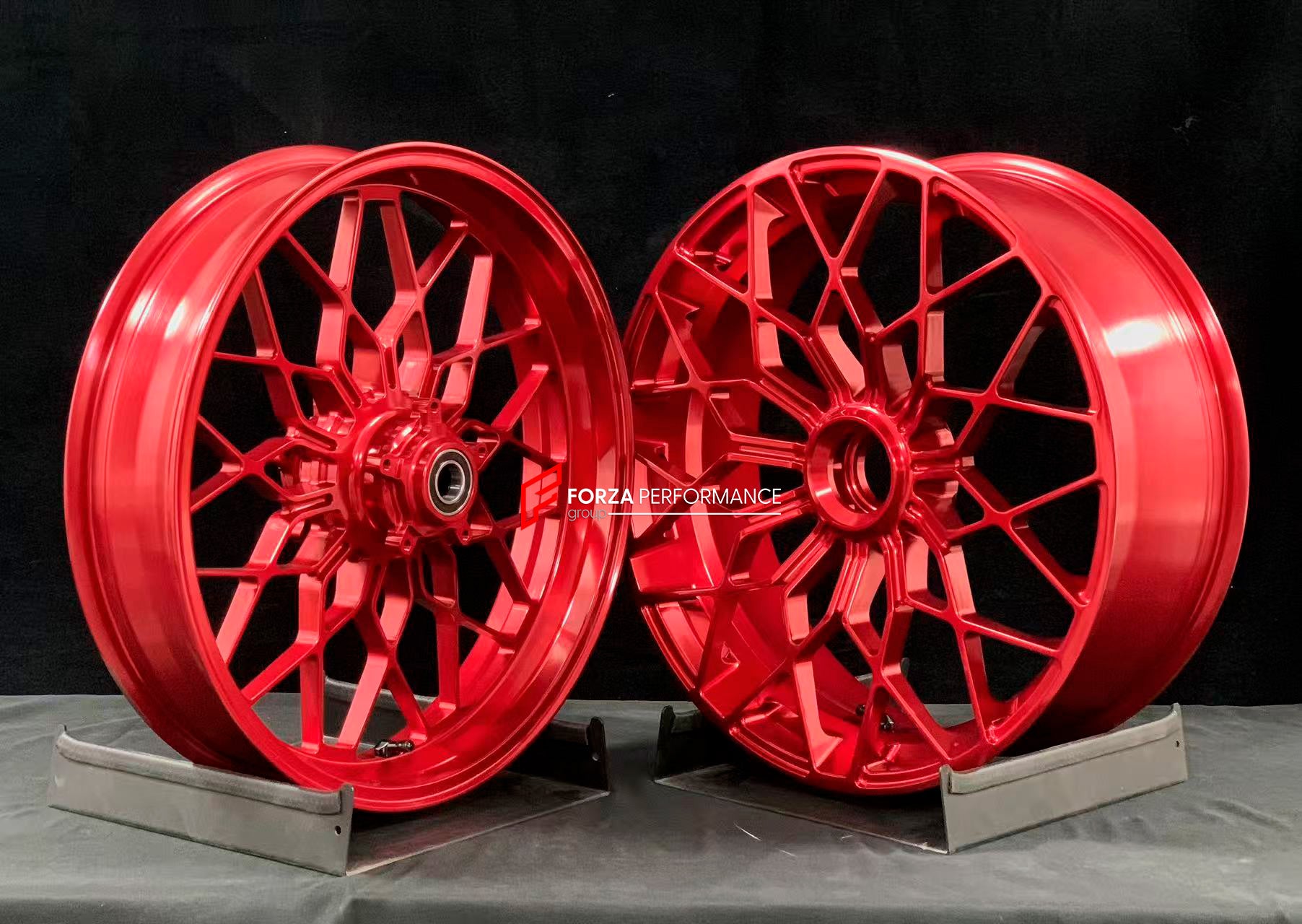 We manufacture premium quality forged motorcycle wheels rims for MV AGUSTA in any design, size, color.
Wheel sizes (motorcycle spec):
Front: 3.5 x 17
Rear: 5.5 x 17
Weight:
Front: 4.25 kg (9.37 lbs)
Rear: 4.9 kg (10.8 lbs)
Finishing Gloss Red
Forza Performance Group engineers and manufactures each forged motorcycle wheel individually per order. This ensures precise fitment, uncompromised strength, and unique styling. Whether for racing, touring, or daily use — our wheels are built for both performa