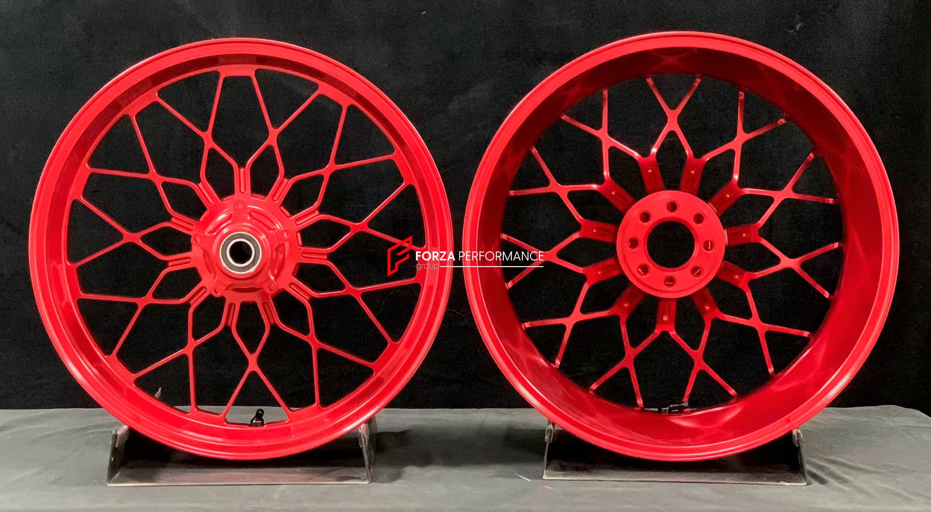We manufacture premium quality forged motorcycle wheels rims for MV AGUSTA in any design, size, color.
Wheel sizes (motorcycle spec):
Front: 3.5 x 17
Rear: 5.5 x 17
Weight:
Front: 4.25 kg (9.37 lbs)
Rear: 4.9 kg (10.8 lbs)
Finishing Gloss Red
Forza Performance Group engineers and manufactures each forged motorcycle wheel individually per order. This ensures precise fitment, uncompromised strength, and unique styling. Whether for racing, touring, or daily use — our wheels are built for both performa