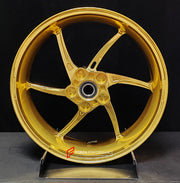 We manufacture premium quality forged motorcycle wheels rims for QJMOTOR in any design, size, color.
Wheel sizes (motorcycle spec):
Front: 3.5 x 17
Rear: 6 x 17
Weight:
Front: 3.9 kg (8.6 lbs)
Rear: 4.95 kg (10.91 lbs)
Finishing: Satin Gold
Forza Performance Group engineers and manufactures each forged motorcycle wheel individually per order. This ensures precise fitment, uncompromised strength, and unique styling. Whether for racing, touring, or daily use — our wheels are built for both performanc