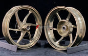 We manufacture premium quality forged motorcycle wheels rims for YAMAHA in any design, size, color.
Wheel sizes (motorcycle spec):
Front: 2.5 x 14
Rear: 3.5 x 14
Weight:
Front: 2.7 kg (5.95 lbs)
Rear: 2.85 kg (6.28 lbs)
Finishing: Gloss Bronze
Forza Performance Group engineers and manufactures each forged motorcycle wheel individually per order. This ensures precise fitment, uncompromised strength, and unique styling. Whether for racing, touring, or daily use — our wheels are built for both perform