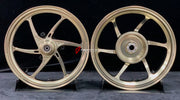 We manufacture premium quality forged motorcycle wheels rims for YAMAHA in any design, size, color.
Wheel sizes (motorcycle spec):
Front: 2.5 x 14
Rear: 3.5 x 14
Weight:
Front: 2.7 kg (5.95 lbs)
Rear: 2.85 kg (6.28 lbs)
Finishing: Gloss Bronze
Forza Performance Group engineers and manufactures each forged motorcycle wheel individually per order. This ensures precise fitment, uncompromised strength, and unique styling. Whether for racing, touring, or daily use — our wheels are built for both perform