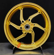 We manufacture premium quality forged motorcycle wheels rims for SUZUKI HAYABUSA in any design, size, color.
Wheel sizes (motorcycle spec):
Front: 3.5 x 17
Rear: 6 x 17
Weight:
Front: 4.65 kg (10.25 lbs)
Rear: 5.4 kg (11.9 lbs)
Finishing: Satin Gold
Forza Performance Group engineers and manufactures each forged motorcycle wheel individually per order. This ensures precise fitment, uncompromised strength, and unique styling. Whether for racing, touring, or daily use — our wheels are built for both p
