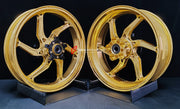 We manufacture premium quality forged motorcycle wheels rims for SUZUKI HAYABUSA in any design, size, color.
Wheel sizes (motorcycle spec):
Front: 3.5 x 17
Rear: 6 x 17
Weight:
Front: 4.65 kg (10.25 lbs)
Rear: 5.4 kg (11.9 lbs)
Finishing: Satin Gold
Forza Performance Group engineers and manufactures each forged motorcycle wheel individually per order. This ensures precise fitment, uncompromised strength, and unique styling. Whether for racing, touring, or daily use — our wheels are built for both p