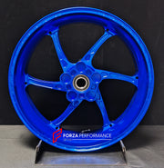 We manufacture premium quality forged motorcycle wheels rims for QJMOTOR in any design, size, color.
Wheel sizes (motorcycle spec):
Front: 3.5 x 17
Rear: 6 x 17
Weight:
Front: 4.25 kg (9.37 lbs)
Rear: 4.85 kg (10.69 lbs)
Finishing: Gloss Blue
Forza Performance Group engineers and manufactures each forged motorcycle wheel individually per order. This ensures precise fitment, uncompromised strength, and unique styling. Whether for racing, touring, or daily use — our wheels are built for both performa
