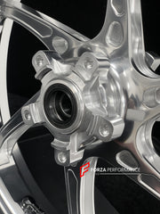 We manufacture premium quality forged motorcycle wheels rims for TRIUMPH in any design, size, color.
Wheel sizes (motorcycle spec):
Front: 3.5 x 17
Rear: 5.5 x 17
Weight:
Front: 3.95 kg (8.7 lbs)
Rear: 4.8 kg (10.58 lbs)
Finishing: Gloss Silver
Forza Performance Group engineers and manufactures each forged motorcycle wheel individually per order. This ensures precise fitment, uncompromised strength, and unique styling. Whether for racing, touring, or daily use — our wheels are built for both perfor