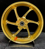 We manufacture premium quality forged motorcycle wheels rims for TRIUMPH in any design, size, color.
Wheel sizes (motorcycle spec):
Front: 3.5 x 17
Rear: 5.5 x 17
Weight:
Front: 3.9 kg (8.6 lbs)
Rear: 4.8 kg (10.58 lbs)
Finishing: Gloss Black
Forza Performance Group engineers and manufactures each forged motorcycle wheel individually per order. This ensures precise fitment, uncompromised strength, and unique styling. Whether for racing, touring, or daily use — our wheels are built for both performa