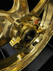 We manufacture premium quality forged motorcycle wheels rims for TRIUMPH in any design, size, color.
Wheel sizes (motorcycle spec):
Front: 3.5 x 17
Rear: 5.5 x 17
Weight:
Front: 3.9 kg (8.6 lbs)
Rear: 4.8 kg (10.58 lbs)
Finishing: Gloss Black
Forza Performance Group engineers and manufactures each forged motorcycle wheel individually per order. This ensures precise fitment, uncompromised strength, and unique styling. Whether for racing, touring, or daily use — our wheels are built for both performa