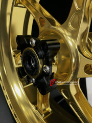 We manufacture premium quality forged motorcycle wheels rims for TRIUMPH in any design, size, color.
Wheel sizes (motorcycle spec):
Front: 3.5 x 17
Rear: 5.5 x 17
Weight:
Front: 3.9 kg (8.6 lbs)
Rear: 4.8 kg (10.58 lbs)
Finishing: Gloss Black
Forza Performance Group engineers and manufactures each forged motorcycle wheel individually per order. This ensures precise fitment, uncompromised strength, and unique styling. Whether for racing, touring, or daily use — our wheels are built for both performa