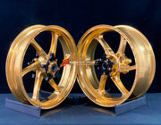 We manufacture premium quality forged motorcycle wheels rims for YAMAHA in any design, size, color.
Wheel sizes (motorcycle spec):
Front: 3.5 x 17
Rear: 6 x 17
Weight:
Front: 3.95 kg (8.7 lbs)
Rear: 4.9 kg (10.8 lbs)
Finishing: Gloss Gold
Forza Performance Group engineers and manufactures each forged motorcycle wheel individually per order. This ensures precise fitment, uncompromised strength, and unique styling. Whether for racing, touring, or daily use — our wheels are built for both performance a