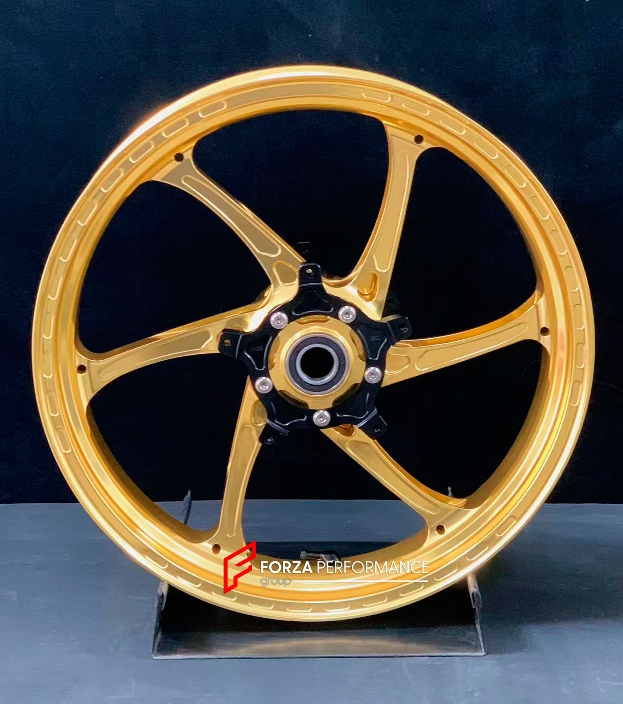 We manufacture premium quality forged motorcycle wheels rims for YAMAHA in any design, size, color.
Wheel sizes (motorcycle spec):
Front: 3.5 x 17
Rear: 6 x 17
Weight:
Front: 3.95 kg (8.7 lbs)
Rear: 4.9 kg (10.8 lbs)
Finishing: Gloss Gold
Forza Performance Group engineers and manufactures each forged motorcycle wheel individually per order. This ensures precise fitment, uncompromised strength, and unique styling. Whether for racing, touring, or daily use — our wheels are built for both performance a